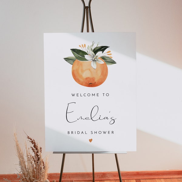 Orange Bridal Shower Welcome Sign Template, Citrus Bridal Shower Welcome Sign, Clementine Bridal Shower, Garden Fruit Bridal Signs CALLIOPE