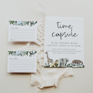 Safari Time Capsule Template, Wild One Birthday Time Capsule, Jungle Baby Shower Time Capsule Game, Rainforest Animal Baby Shower DIY AMARA