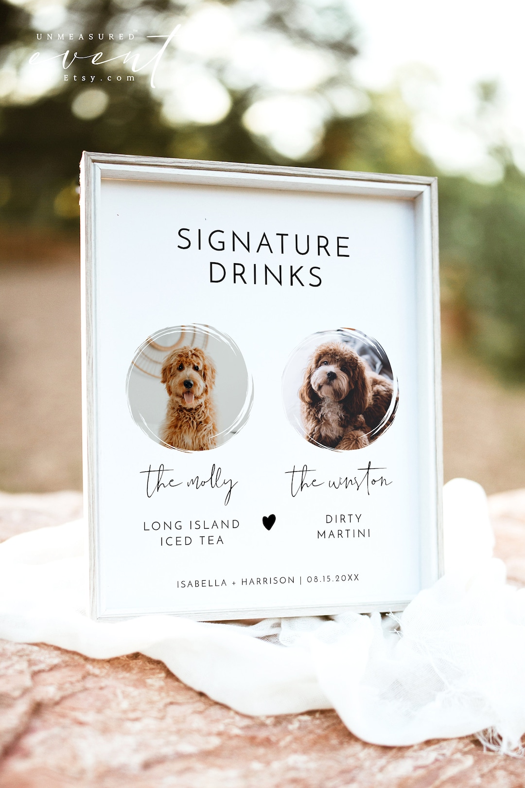 ADELLA Minimalistische Hunde Signature Drink Schild Vorlage