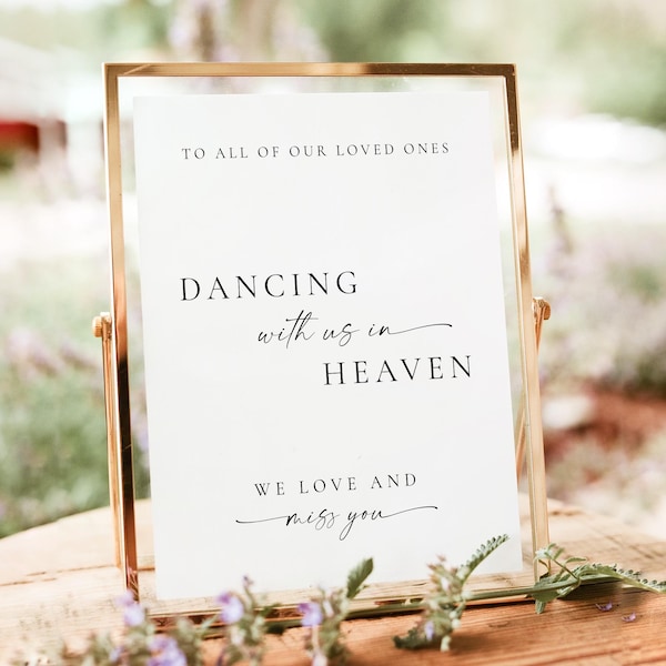 BLAIR PRINTED + SHIPPED Wedding Memorial Sign, 8x10" Dancing With Us In Heaven Sign, In Memory Of Sign, In Loving Memory Sign, Minimalist
