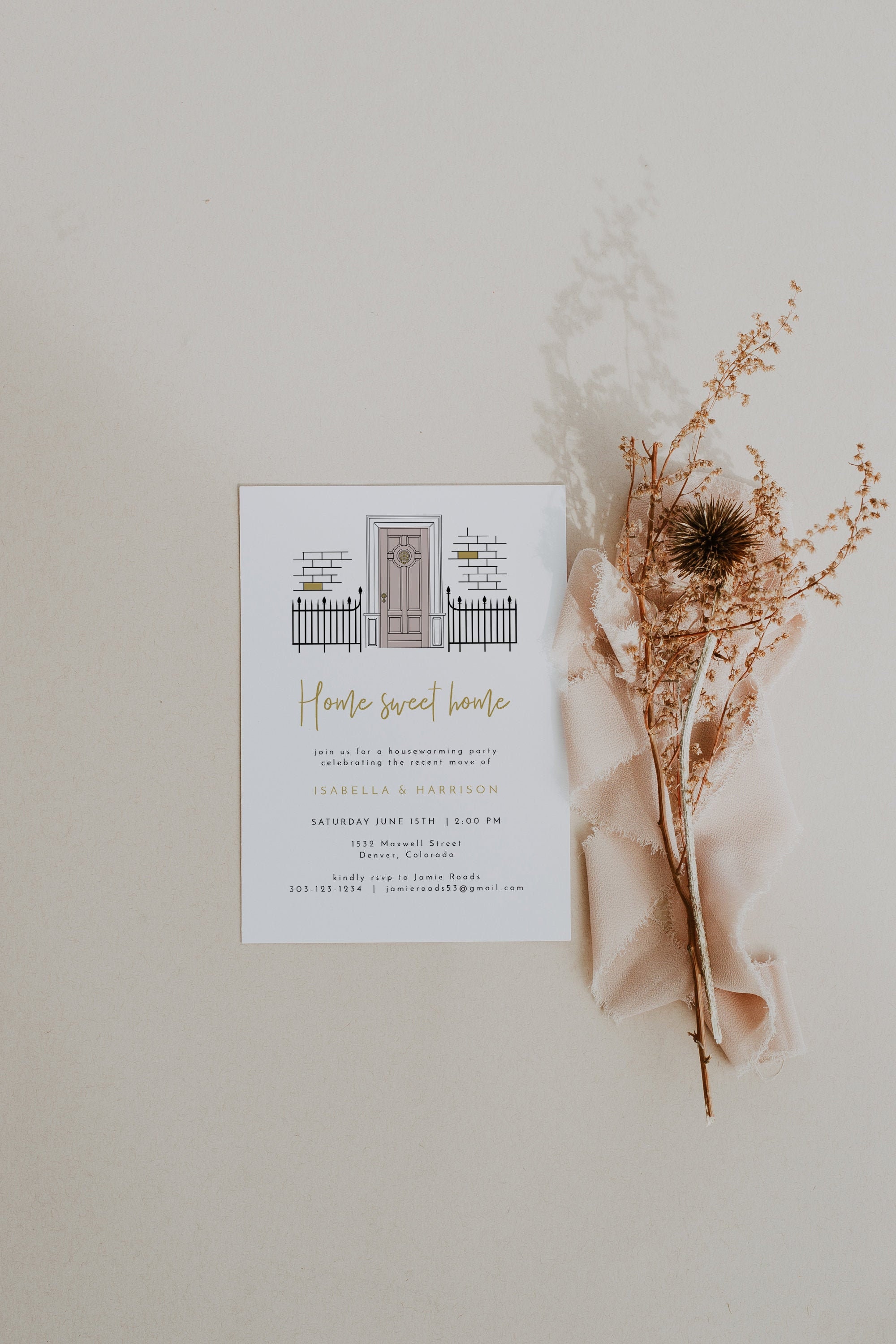 Door Housewarming Party Invitation Template, Editable Moving ...