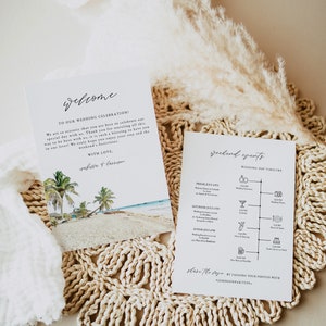 CANCUN Wedding Welcome Letter Template, Beach Wedding Timeline Printable, Destination Wedding Schedule of Events, Tropical Wedding Timeline image 4