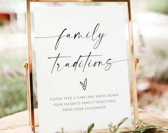 BLAIR PRINTED + SHIPPED Family Traditions Sign, 8x10" Baby Shower Sign, Modern Minimalist Wedding Signs, Boho Wedding Signage Bohemian