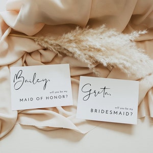 ADELLA Minimalist Bridesmaid Proposal Card Template, Modern Will You Be My Bridesmaid Card, Maid Of Honor Proposal, Editable Instant DIY image 2