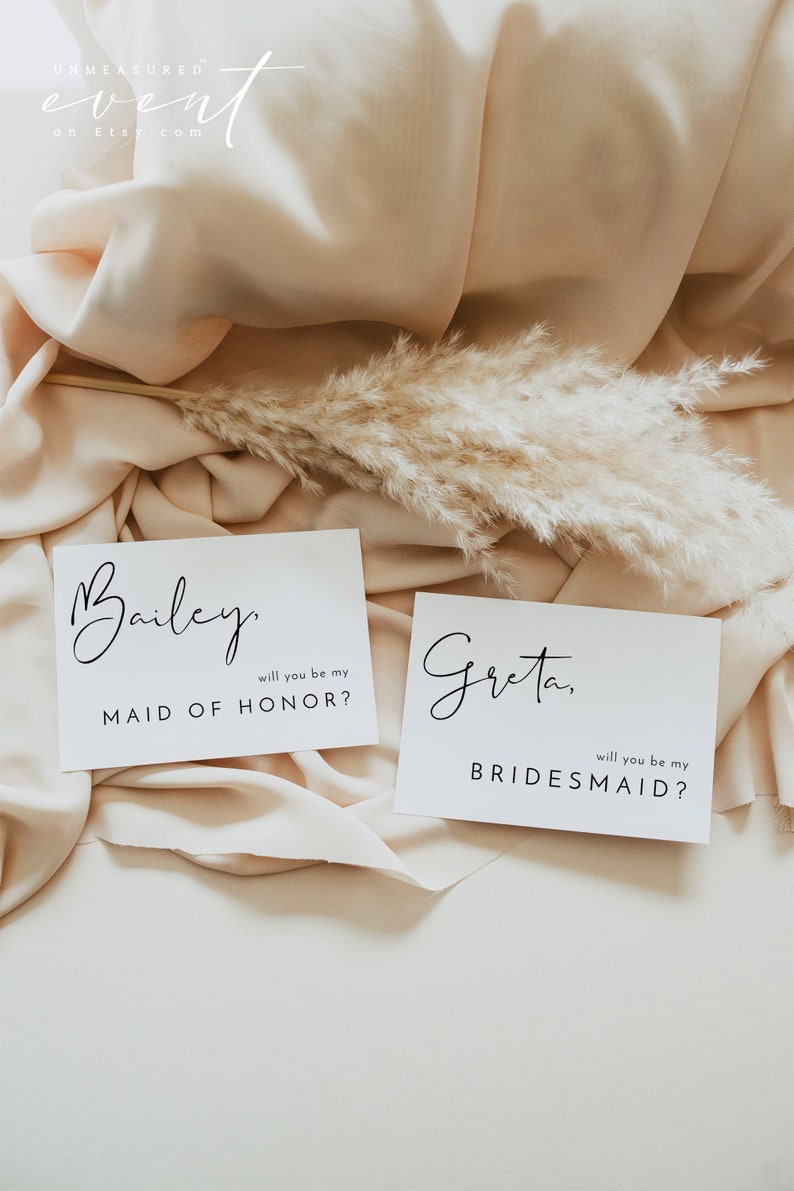 ADELLA Minimalist Bridesmaid Proposal Card Template, Modern Will You Be My Bridesmaid Card, Maid Of Honor Proposal, Editable Instant DIY image 2