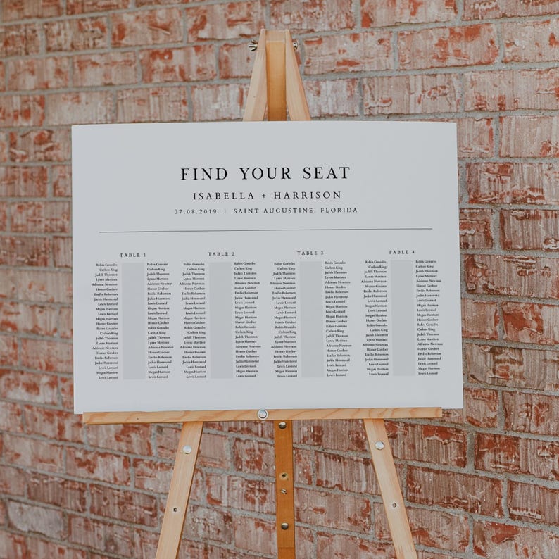 Minimalist Banquet Seating Chart Template, Table Seating Chart for ...