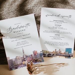 INDIANAPOLIS Bachelorette Einladung & Reiseplan Vorlage, Indiana Bachelorette Einladen, Stadt Bachelorette Wochenende, Indianapolis Skyline DIY