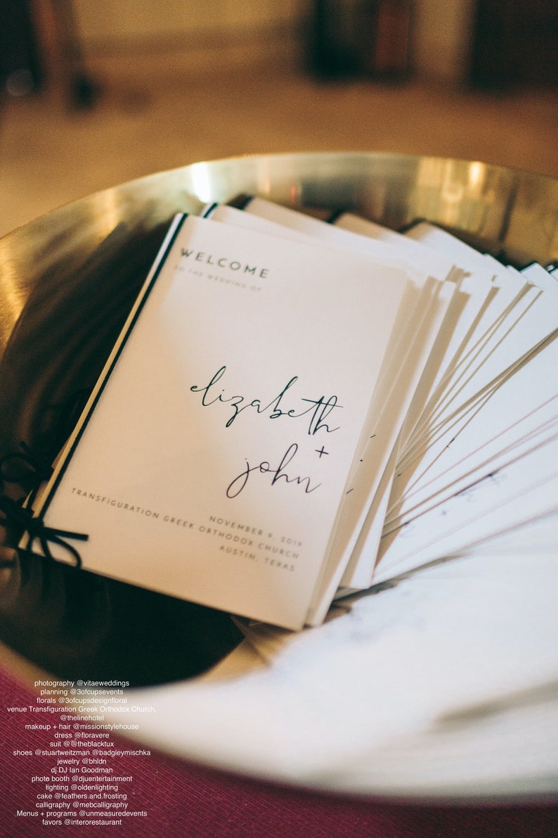 ADELLA Minimalist Foldable Wedding Program Template, Modern Wedding Program Template Folded, Wedding Program Printable, Instant Simple DIY
