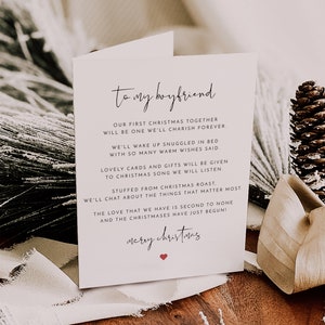 ADELLA Boyfriend Erste Weihnachtskarte Vorlage für Meinen Freund Auf Unserem ersten Weihnachten Zusammen DIY Weihnachtskarten Minimalistisch