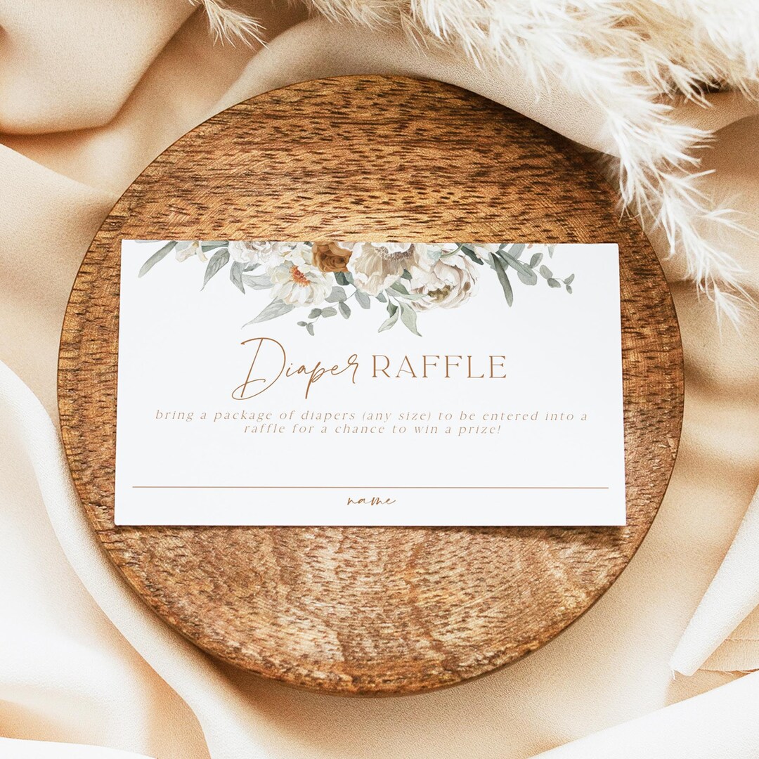 BOHEME Diaper Raffle Ticket Template, Terracotta Baby Shower Diaper ...