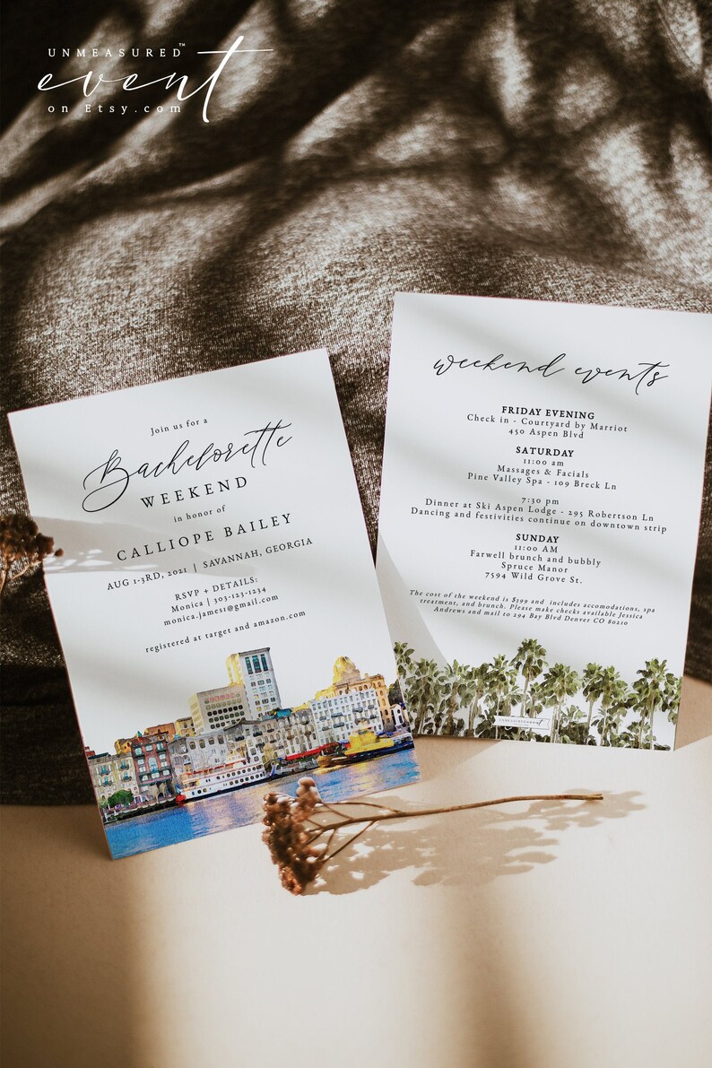 SAVANNAH Bachelorette Invitation & Itinerary Template Etsy
