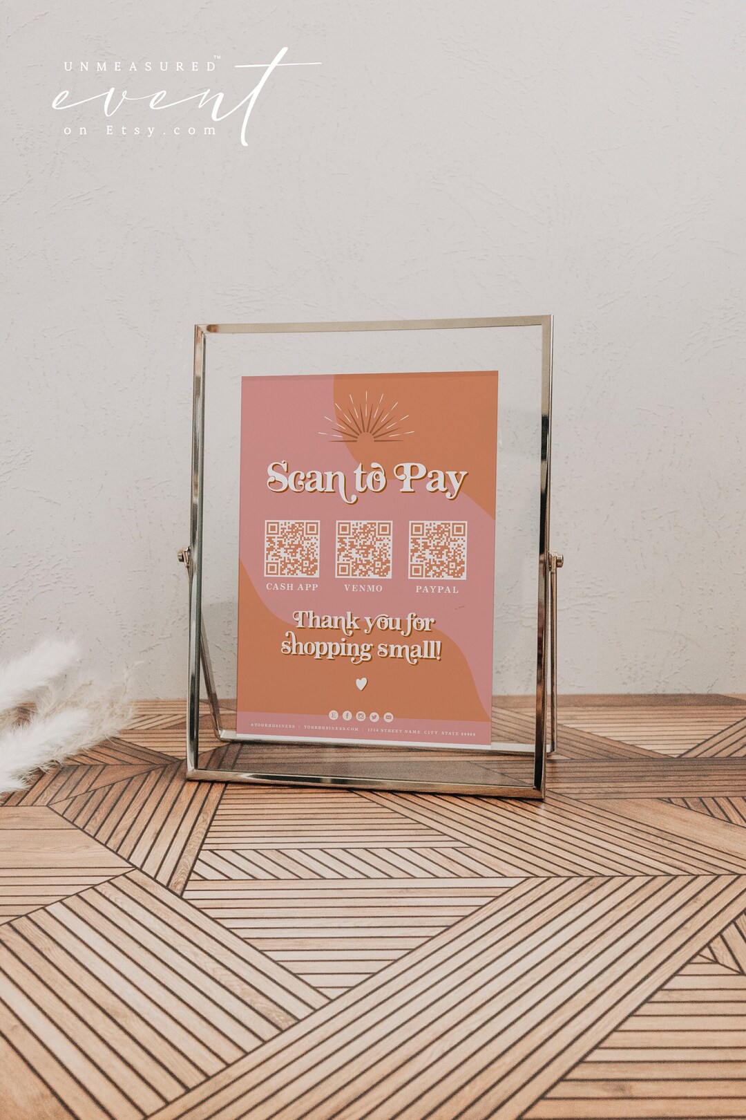 Retro Qr Code QR Code Sign Template, Retro Scan to Pay Sign, 70's Small Business ...