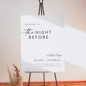 BLAIR Wedding Rehearsal Dinner Welcome Sign, The Night Before Wedding Welcome Sign Template, Rehearsal Dinner Welcome Sign Printable