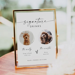 BLAIR Pet Signature Drink Sign, Dog Signature Drink Sign, Photo Signature Drink Sign, Modern Wedding Menu Sign, Boho Wedding Cocktail Sign