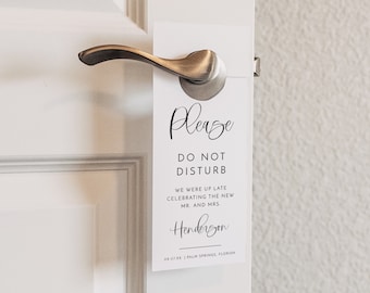 Modern Wedding Door Hanger Template, Minimalist Printable Do Not Disturb Wedding Door Tag, Simple Wedding Door Hanger Instant Tag DIY JOLIE