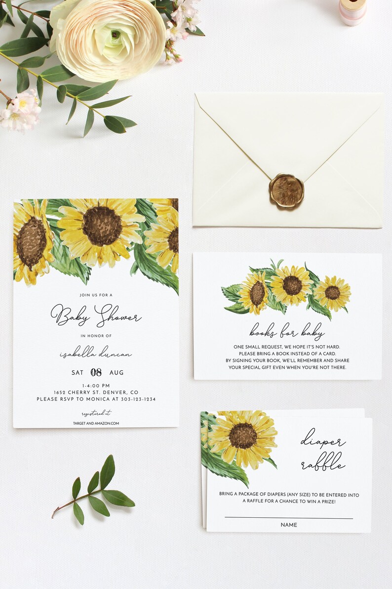 Yellow Baby Shower Invitation Country Baby Shower Sunflower Baby Shower Invitation Template Suite Rustic Baby Shower Invitation