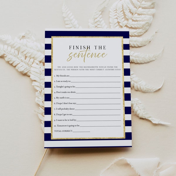 KRISTA Finish the Sentence Bachelorette Game, Nautical Bachelorette Game, Nauti Bachelorette Bar Game Instant Boho Blush Bar Game, Boating