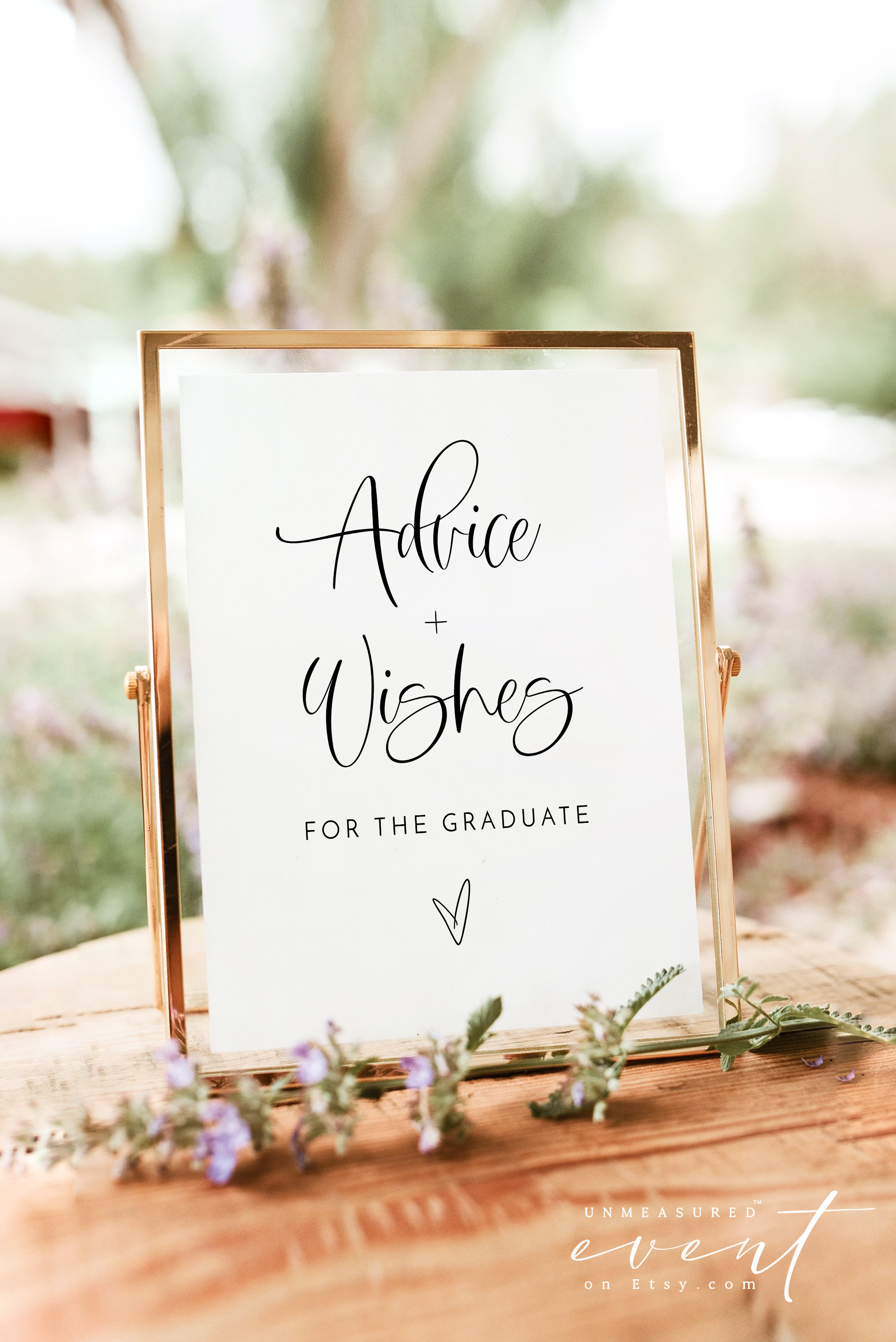 JOLIE PRINTED + SHIPPED Graduation Advice and Wishes Sign, 8x10" Advice and Wishes for the Graduate Sign, Modern Minimalist Grad Activities