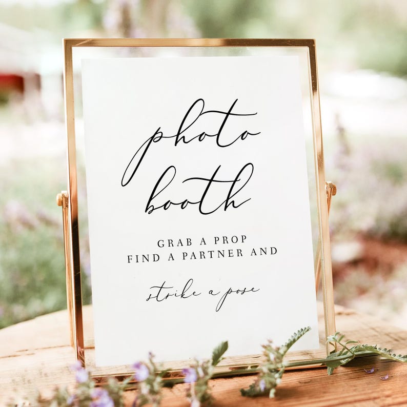 Photo Set Up Sign EVELYN PRINTED + SHIPPED Photo Booth Sign, 8x10