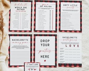 FROST Bachelorette Game Bundle, Flannel Bachelorette Games, Printable Plaid Bachelorette Game Kit, Mountain Cabin Camping Bachelorette DIY