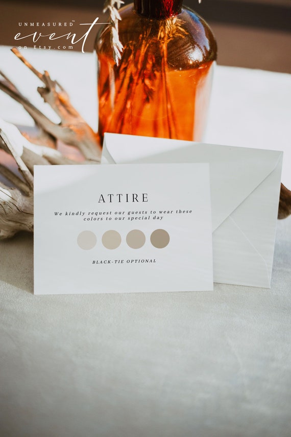EDITH Wedding Attire Card Template, Elegant Wedding Color Palette Insert, Guest Dress Code Insert Card, Wedding Mood Board for Guest Classic