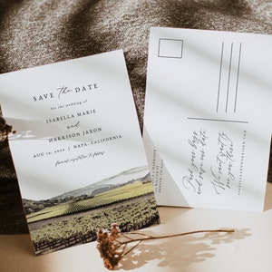 Modèle DEMI « Save the Date » pour Napa, « Save the Date » de la Napa Valley, « Save the Date » de Sonoma, « Save the Date » du domaine viticole, « Save the Date » de la région viticole