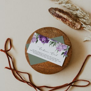 LILAH Lavender Floral Enclosure Card, Purple Floral Enclosure Card