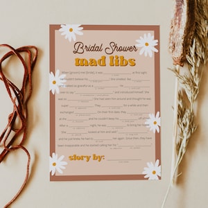 STEVIE Retro Brautparty Mad Libs Spielvorlage, 70er Jahre Brautparty Spiel zum Ausdrucken, Daisy Brautduschenspiele Instant, Groovy Peace Out