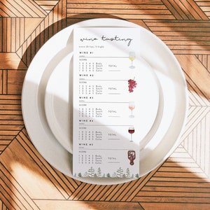 TIMBER Wine Tasting Cards, Wine Tasting Score Card, Wine Tasting Template, Wine Tasting Sheet, Whine Tasting Note Card, Wine and Pines Bach