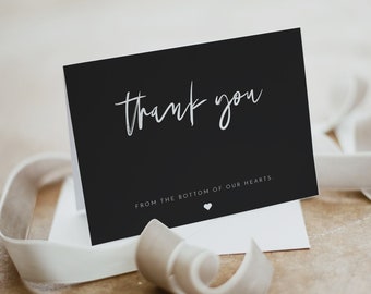 PRIYA Edgy Modern Black and White Folded Thank You Card Template Printable