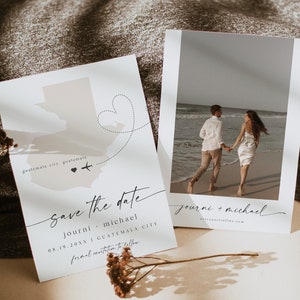 JOURNI Guatemala Save the Date, Guatemala Karte Save the Date Vorlage, Beige Karte Save the Date, Bestimmungsort Save the Date, Reise Abenteuer