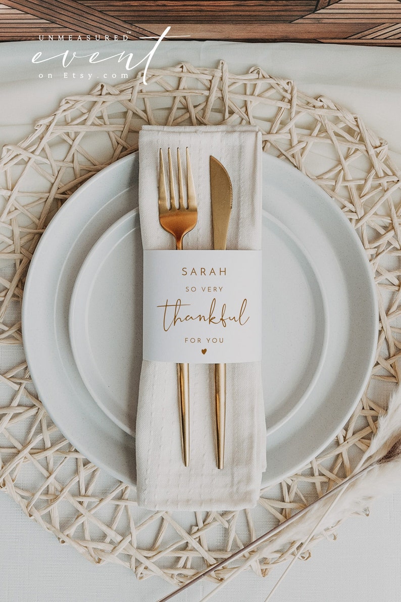 INDIE Modern Bohemian Terracotta Thankful For You Napkin Wrap image 1