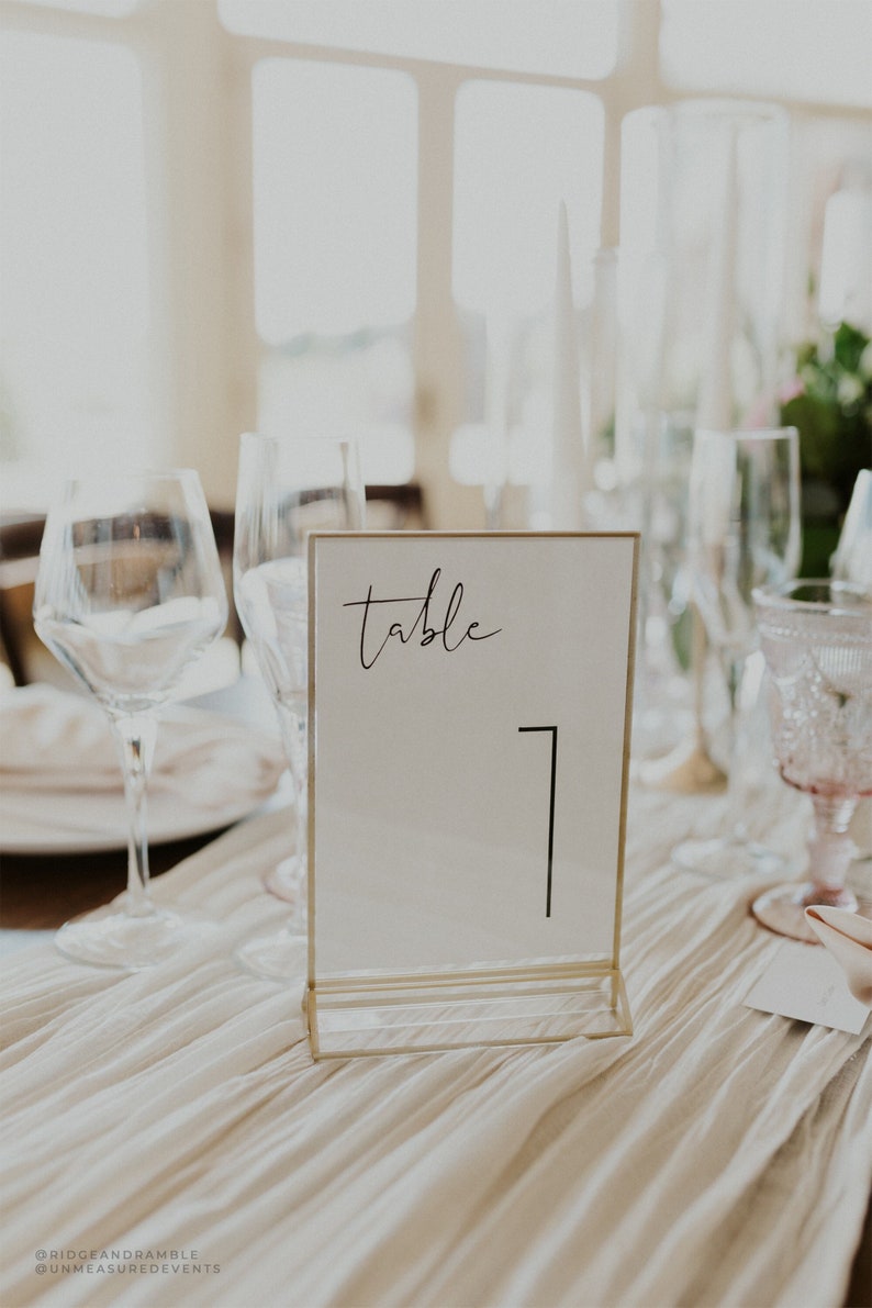 ADELLA Minimalist Wedding Table Number Template, Simple Table Numbers, Modern Table Numbers Printable, Clean Table Number Cards image 2