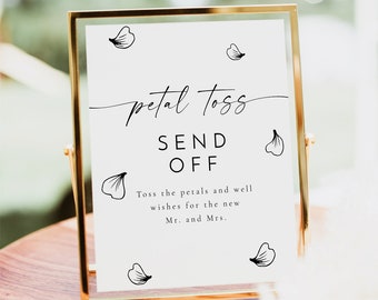 BLAIR Petal Toss Sign Template, Modern Petal Toss Send Off Sign, Minimalist Petal Send Off Sign Printable, Boho Wedding Flower Petal Toss