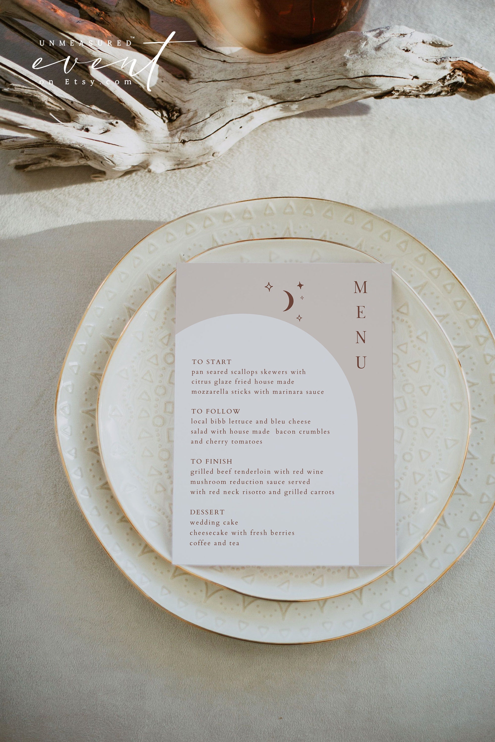 CELESTE Arched Wedding Menu Template, Moon Menu Printable, Celestial ...