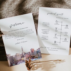 INDIANAPOLIS Wedding Welcome Letter Template, Indianapolis Skyline Wedding Timeline Printable, Destination Wedding Schedule Order of Event