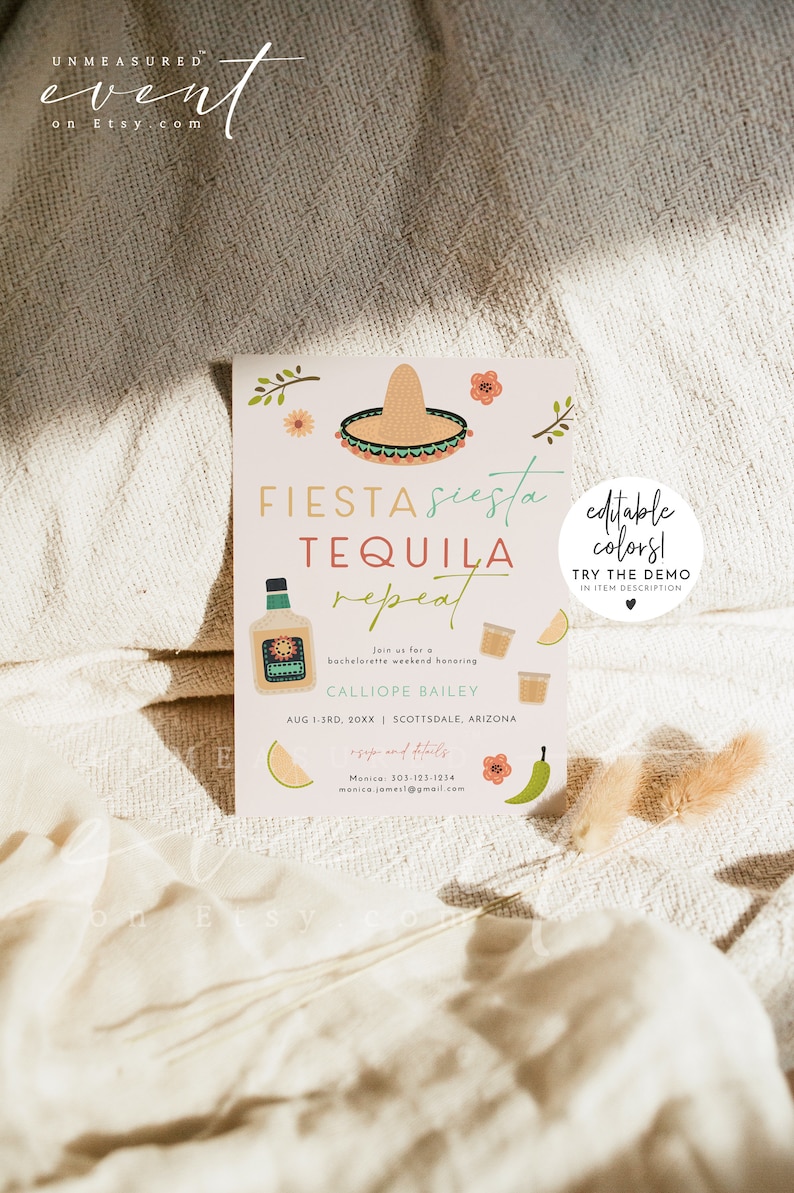 LOLITA Fiesta Bachelorette Invitation Template Final Fiesta - Etsy