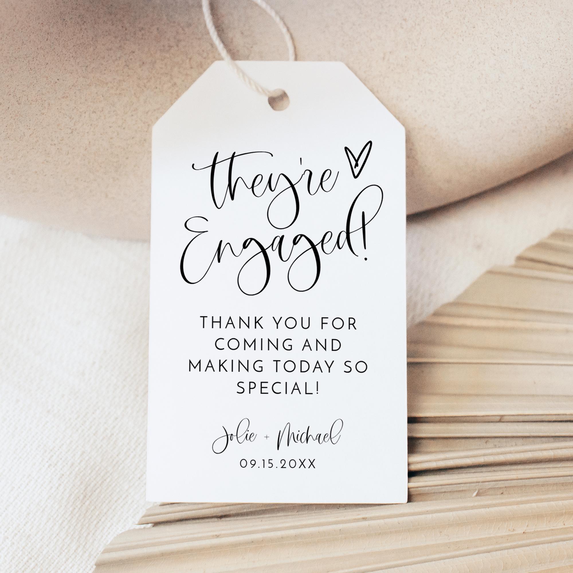 Engaged Tag PRINTED + SHIPPED They're Engaged Favor Tag Set, Modern Boho Engagement ...