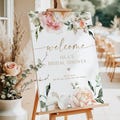 PRINTED + SHIPPED Blush Bridal Shower Welcome Sign, Blush Floral Bridal Shower Welcome, Pink Floral Bridal Shower Welcome Sign Garden ISLA