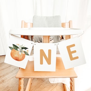 EEN kinderstoel banner, kleine schat eerste verjaardag banner, clementine oranjebloesem eerste verjaardag banner, 1e verjaardag banner CALLLIOPE
