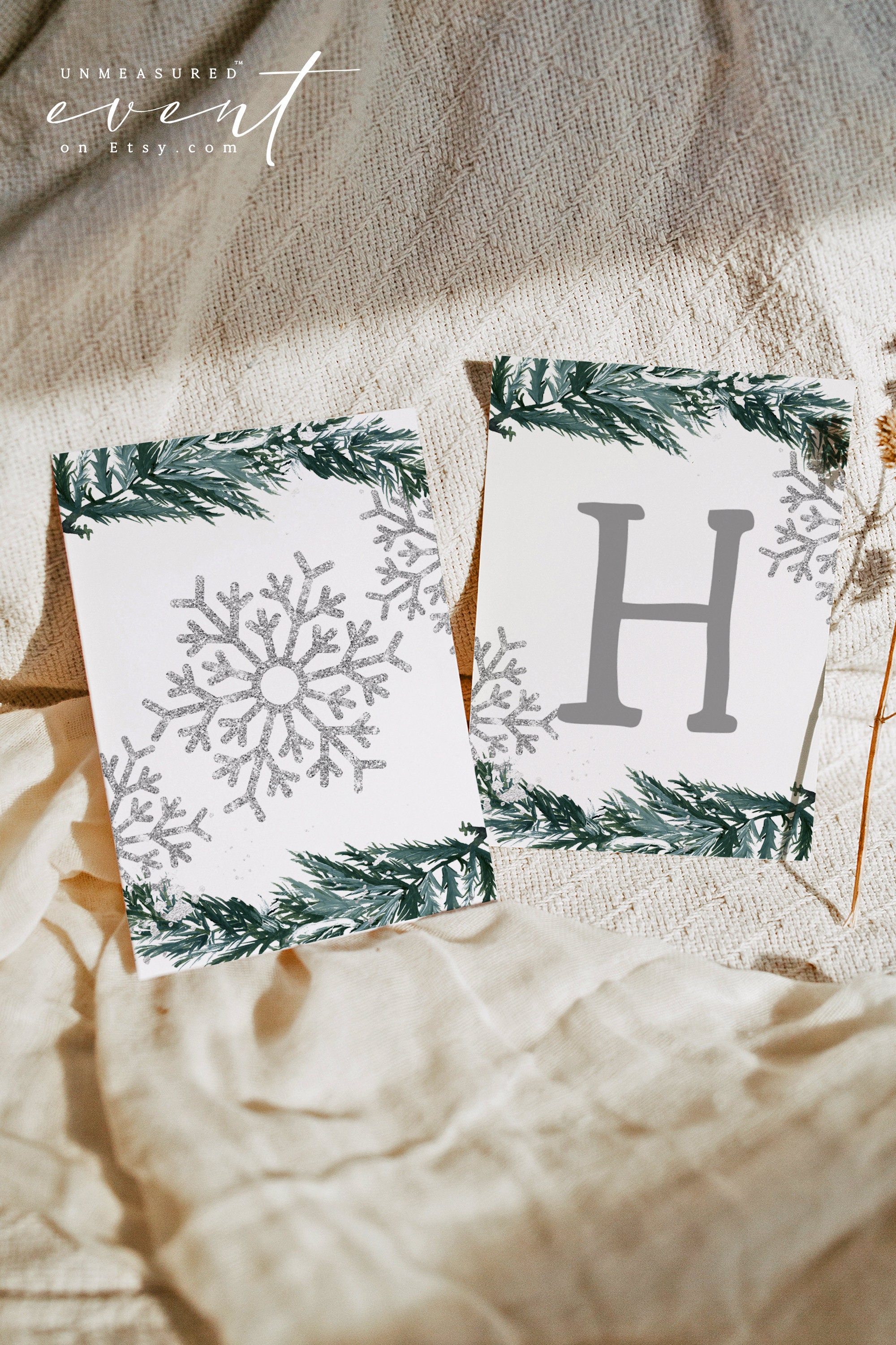 Sjabloon voor spandoek RORY winter gelukkige verjaardag, bevroren  sneeuwvlokken verjaardag banner afdrukbaar, bosgroen verjaardagsgors banner  welkomstbord - Etsy België, image size:2000x3000