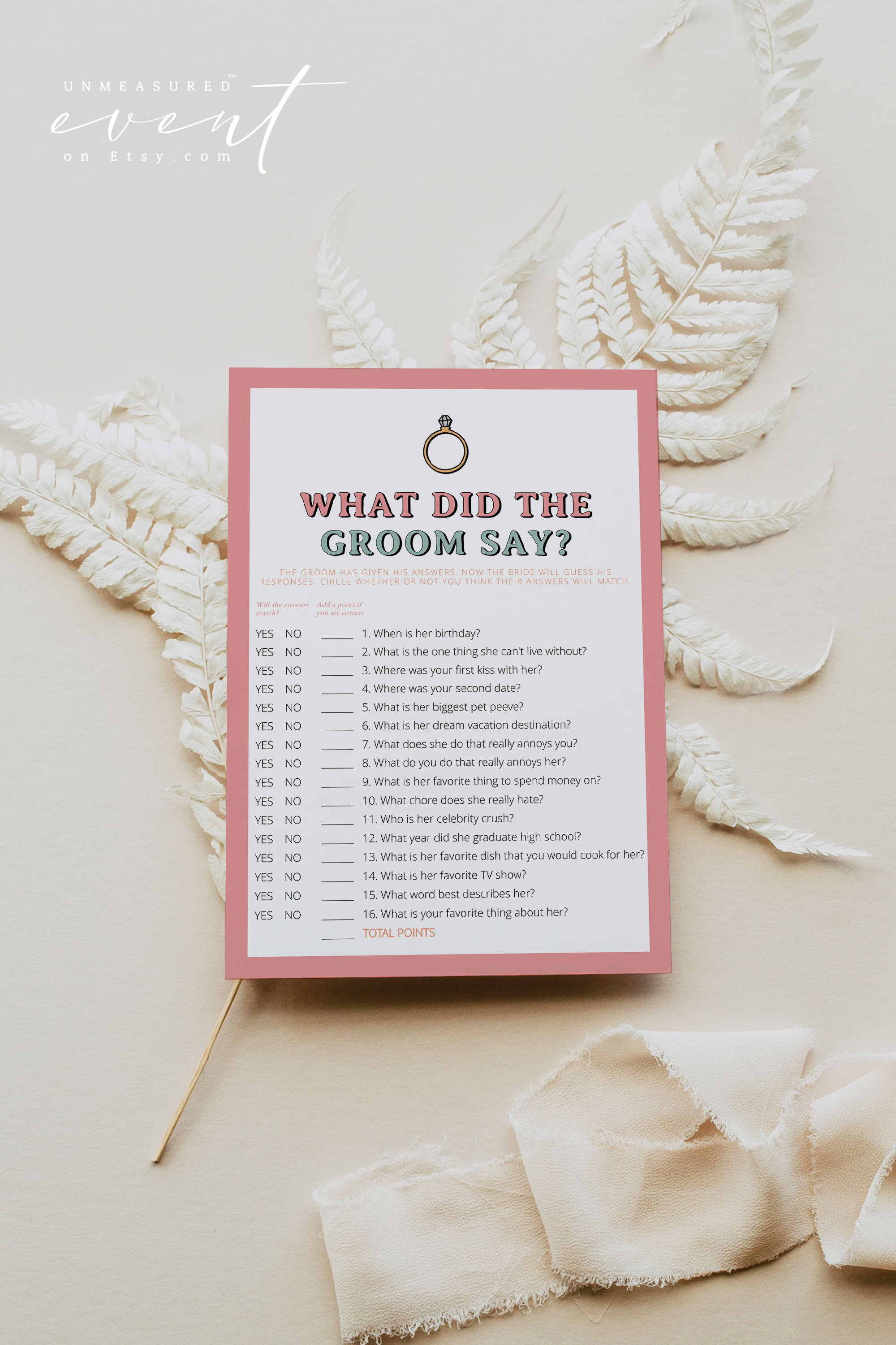 JEAN What Did the Groom Say Bachelorette Game Printable Wife - Etsy