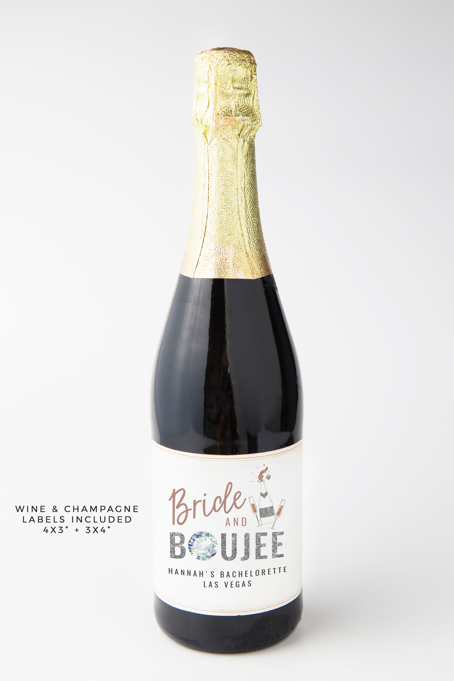 GENNA Bride and Boujee Bachelorette Wine Label Template Etsy