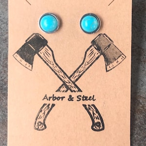 Turquoise and Steel Stud Earrings