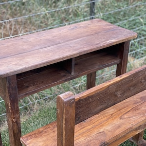 Reclaimed School Desk with Bench