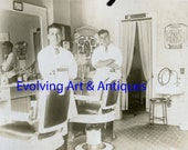 ANTIQUE BARBER SHOP twins 1931 chair ads lucky tiger perfect bob stylists photo