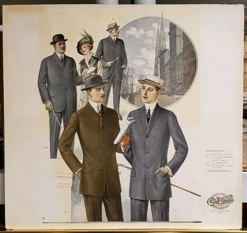 ANTIQUE 1914 MENS FASHION young men dudes suits advertisement | Etsy