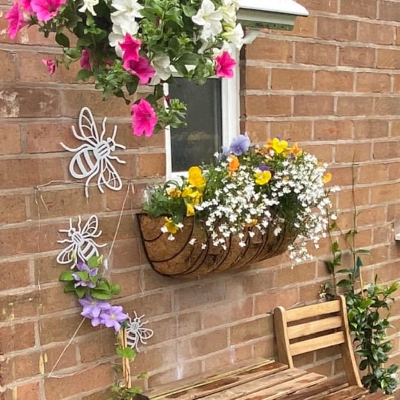 Garden Bee Wall Decor Set of 3 Wall Art Garden or Indoor Etsy UK