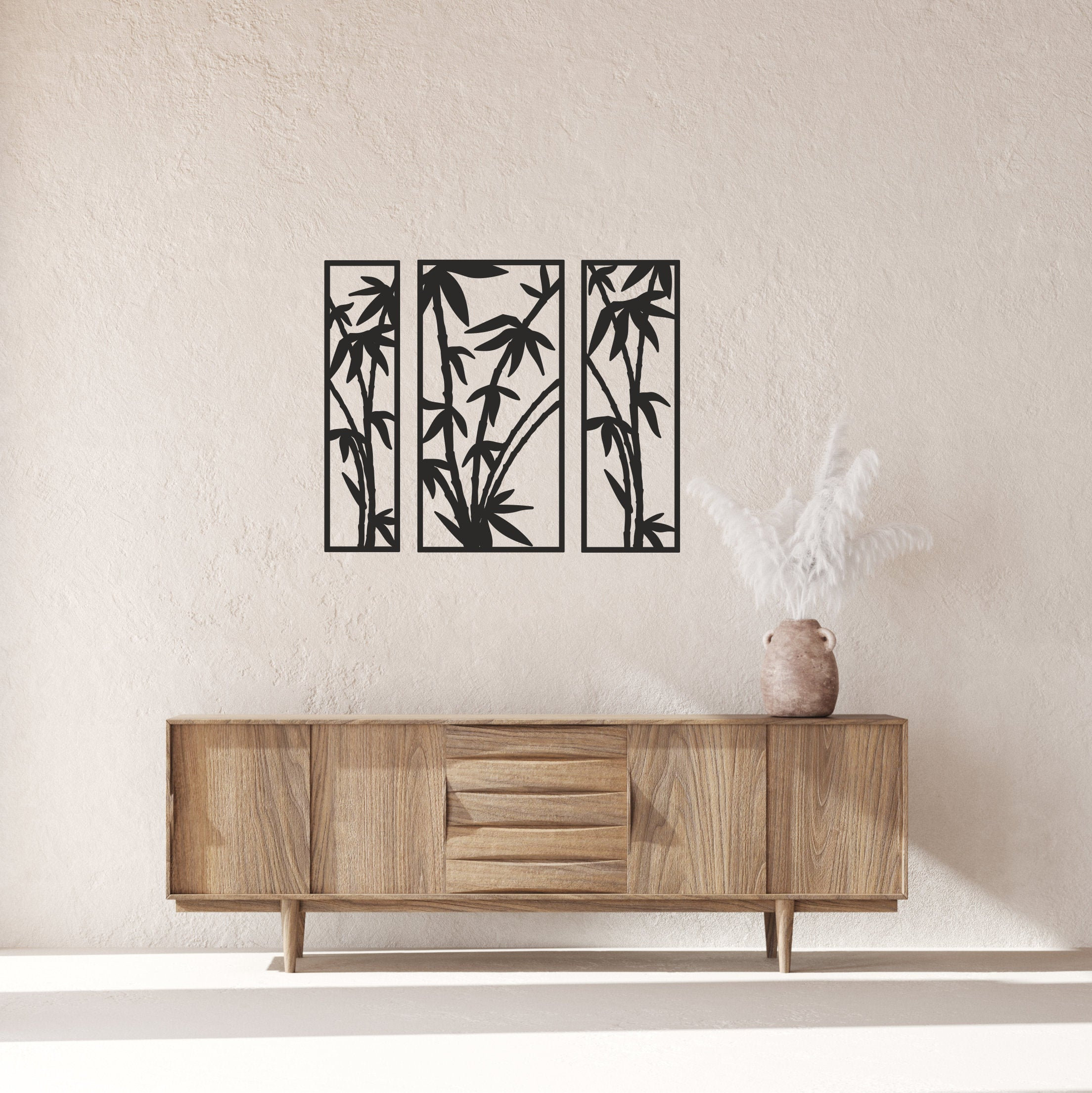 Bamboo Panel Wall Art 3 Bamboo Decorative Panels Home Etsy
