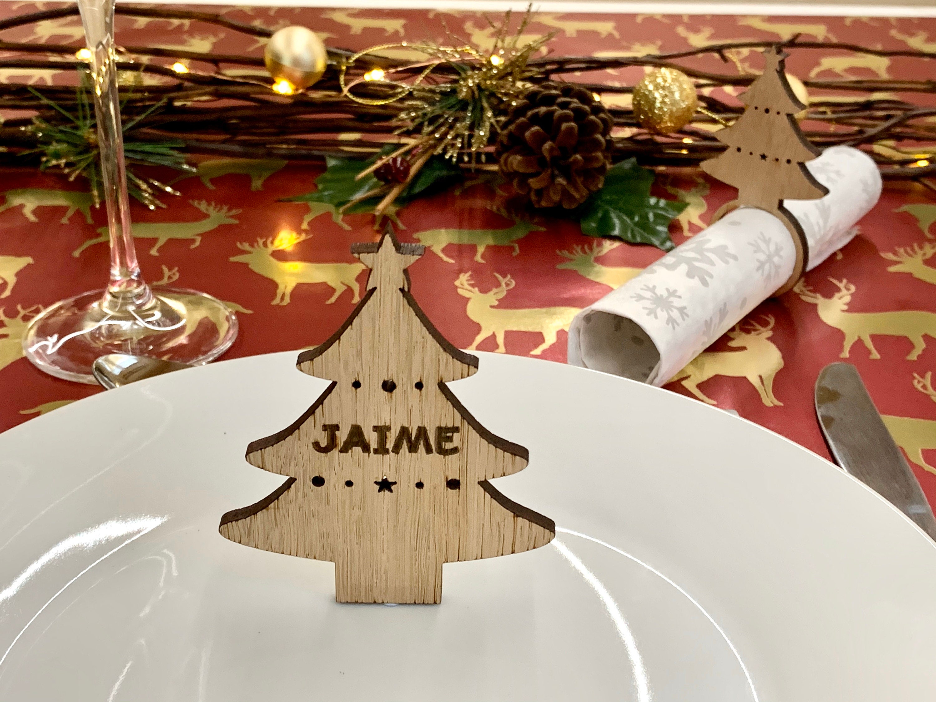 Personalised Christmas Table Decorations Place Names Reindeer  Etsy
